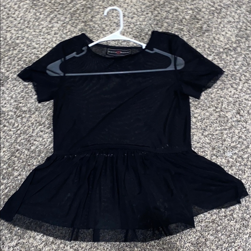 Mesh black babydoll top
